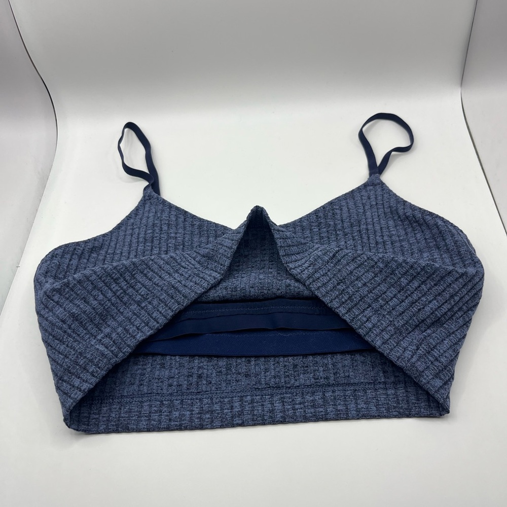 Blue Ribbed Women's Top - Picture 2 of 5